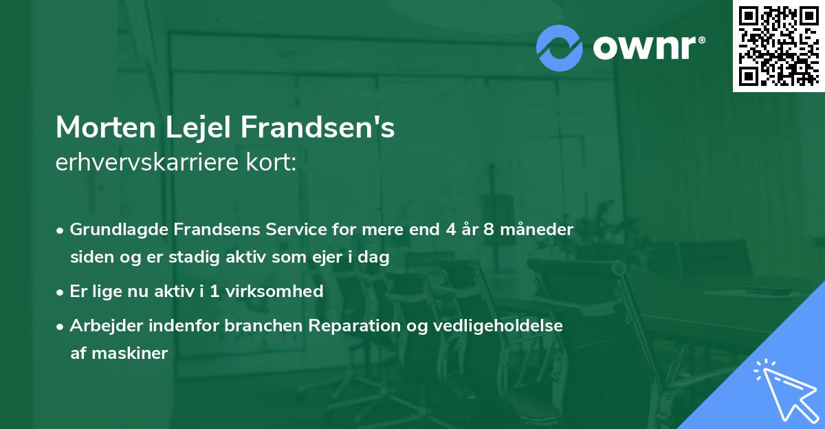 Morten Lejel Frandsen's erhvervskarriere kort