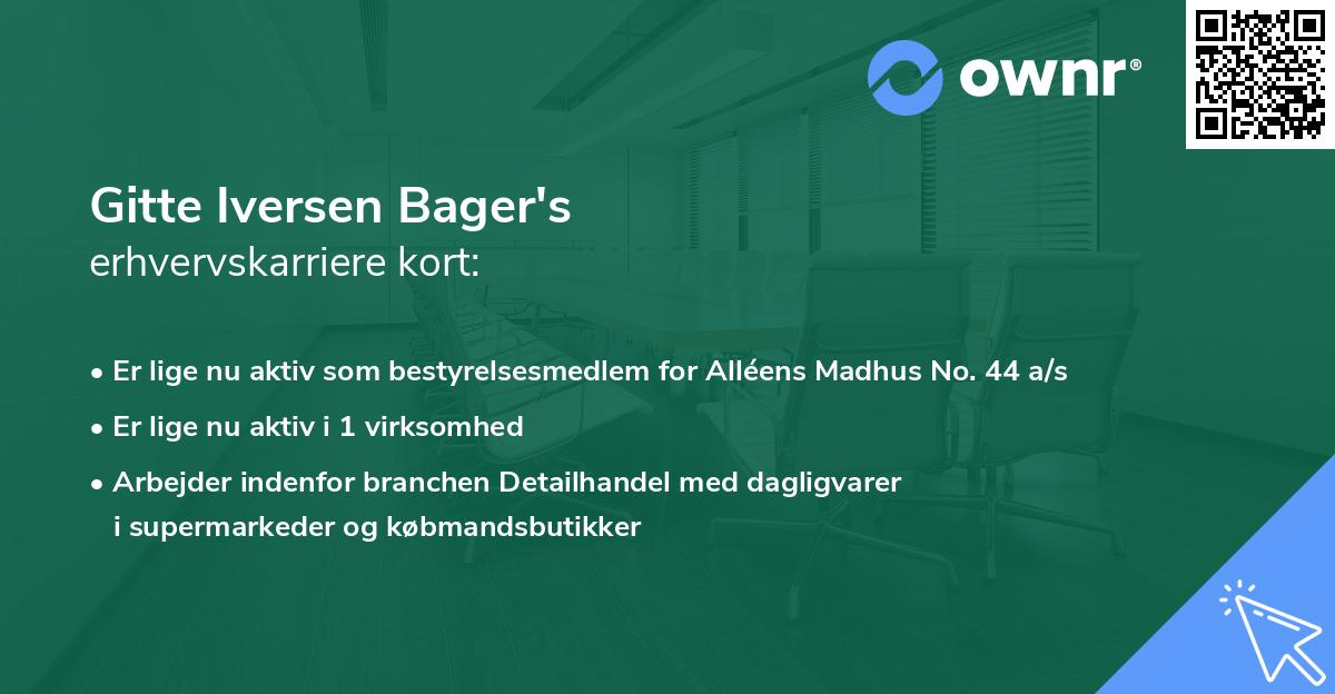 Gitte Iversen Bager's erhvervskarriere kort