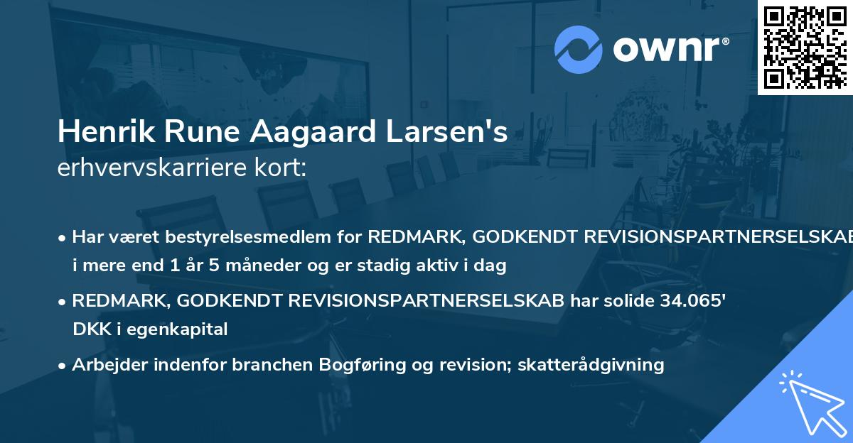Henrik Rune Aagaard Larsen's erhvervskarriere kort