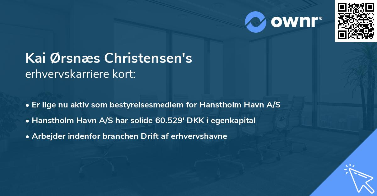 Kai Ørsnæs Christensen's erhvervskarriere kort