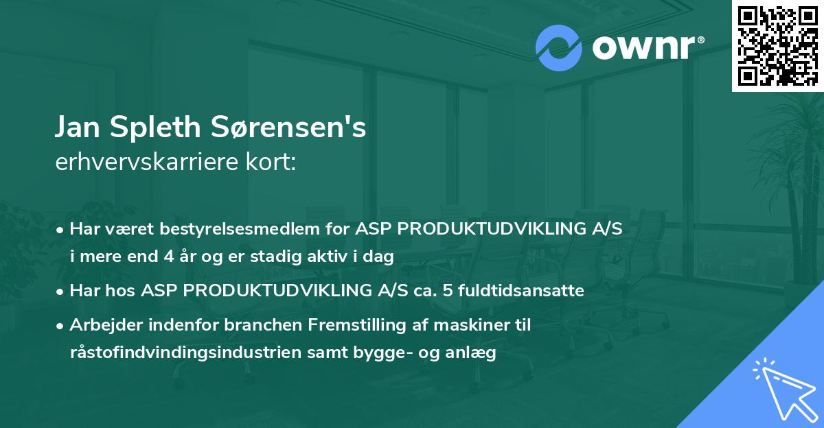 Jan Spleth Sørensen's erhvervskarriere kort