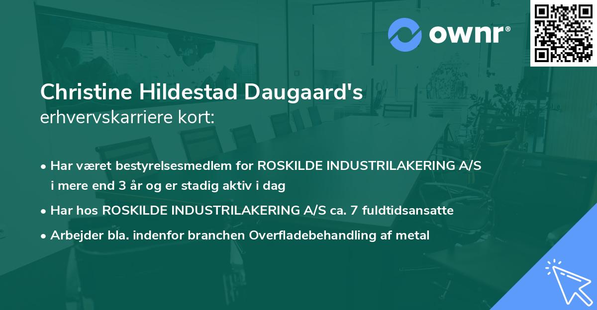 Christine Hildestad Daugaard's erhvervskarriere kort