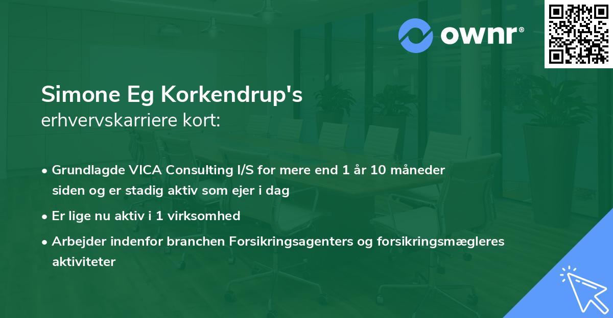 Simone Eg Korkendrup's erhvervskarriere kort