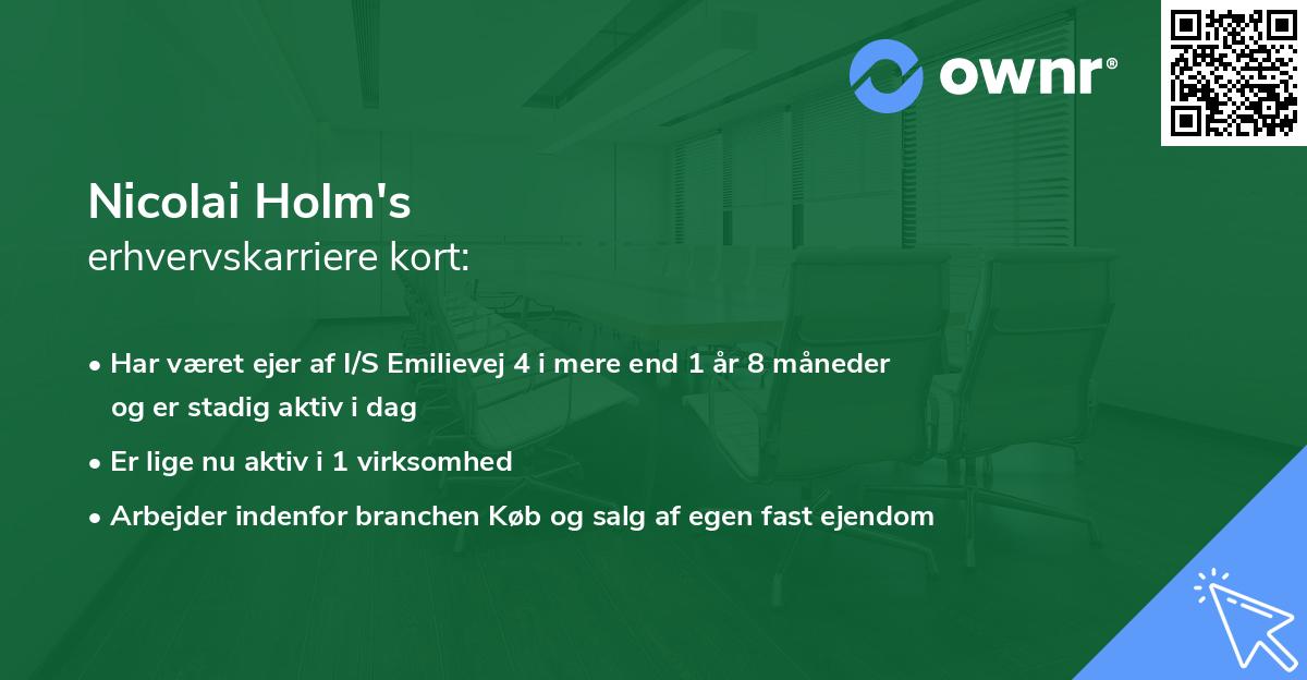 Nicolai Holm's erhvervskarriere kort