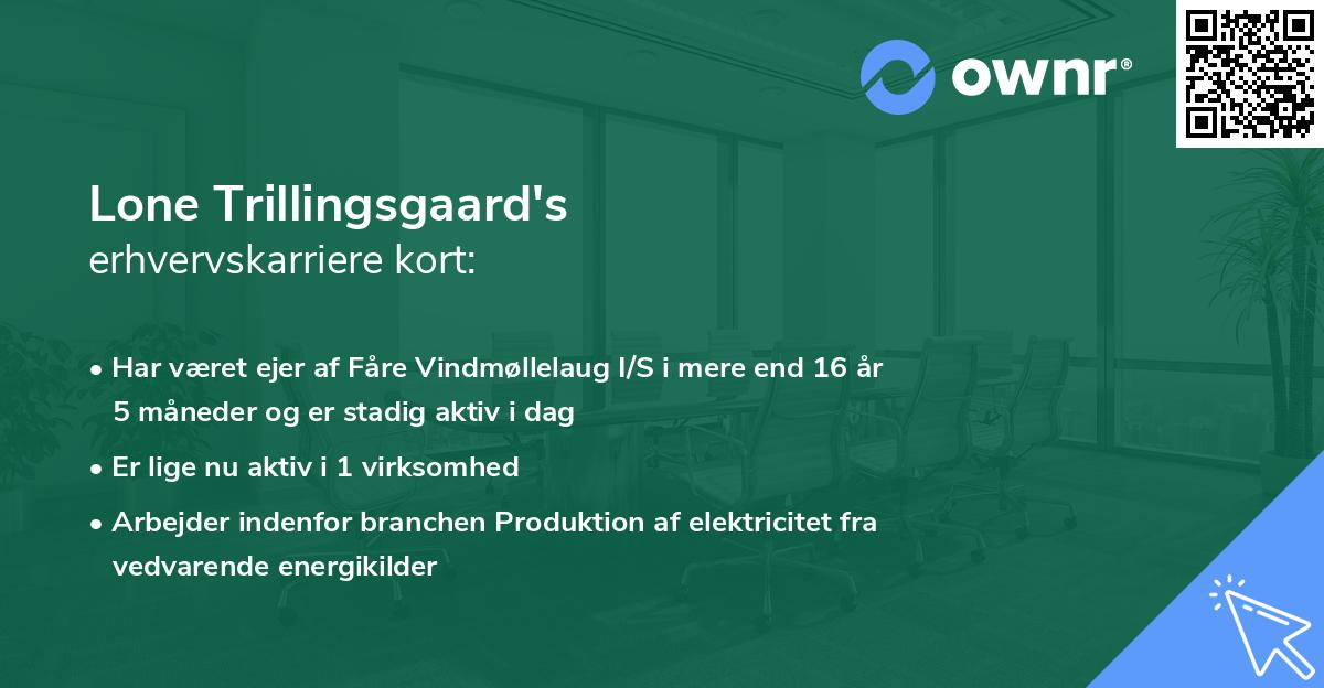 Lone Trillingsgaard's erhvervskarriere kort