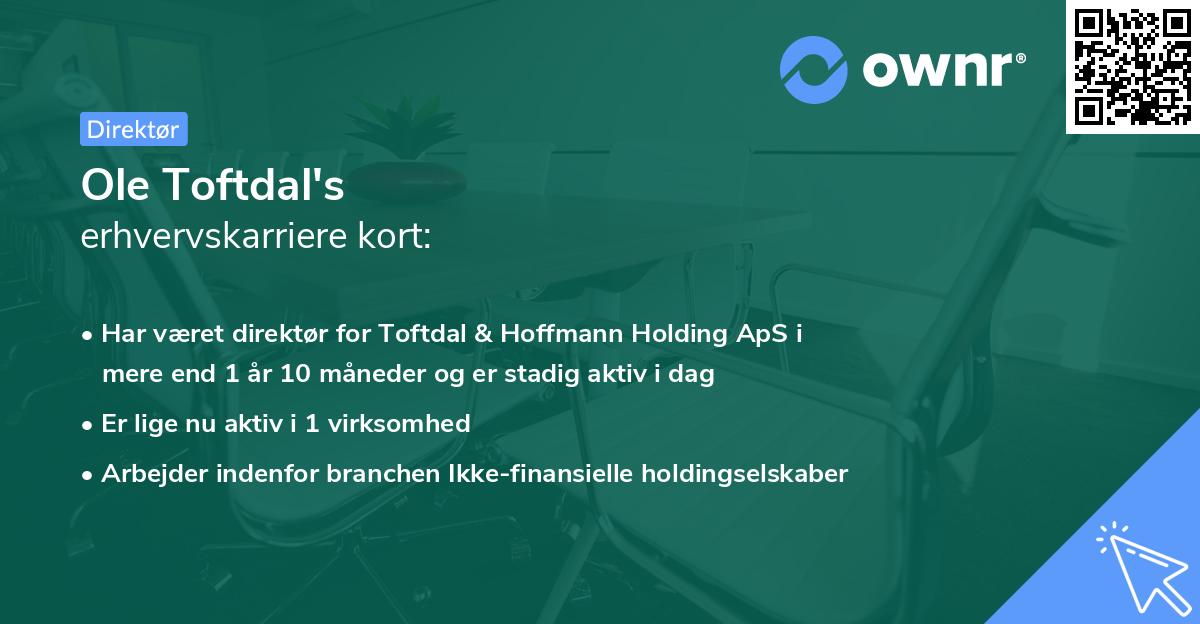 Ole Toftdal's erhvervskarriere kort