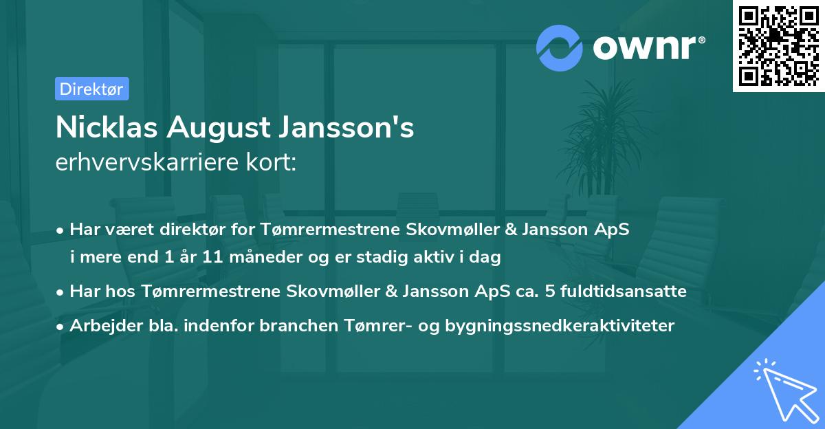 Nicklas August Jansson's erhvervskarriere kort