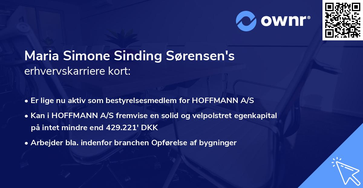 Maria Simone Sinding Sørensen's erhvervskarriere kort
