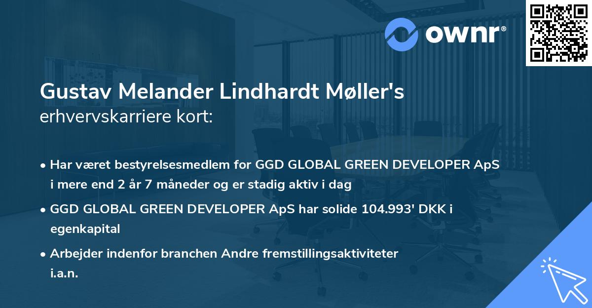 Gustav Melander Lindhardt Møller's erhvervskarriere kort