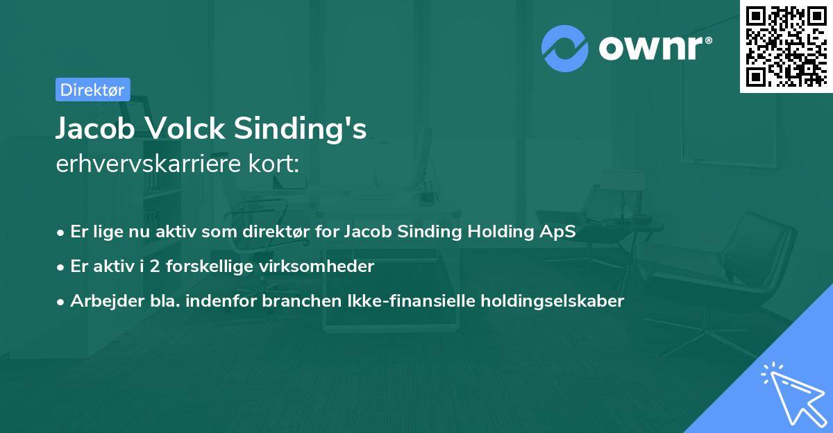 Jacob Volck Sinding's erhvervskarriere kort