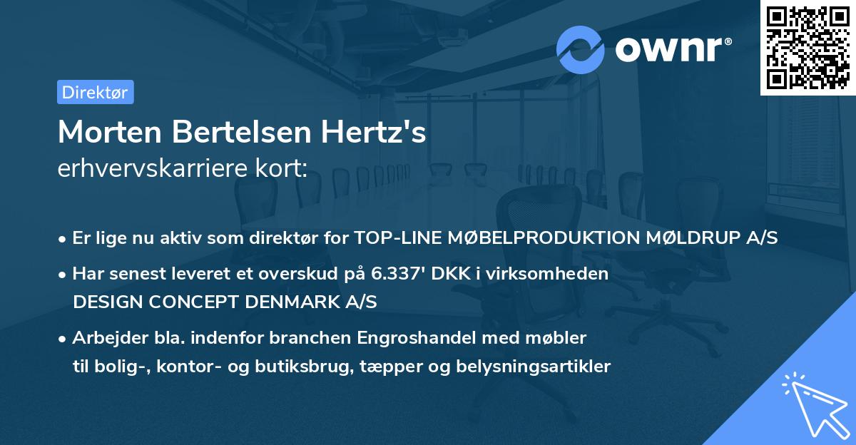 Morten Bertelsen Hertz's erhvervskarriere kort