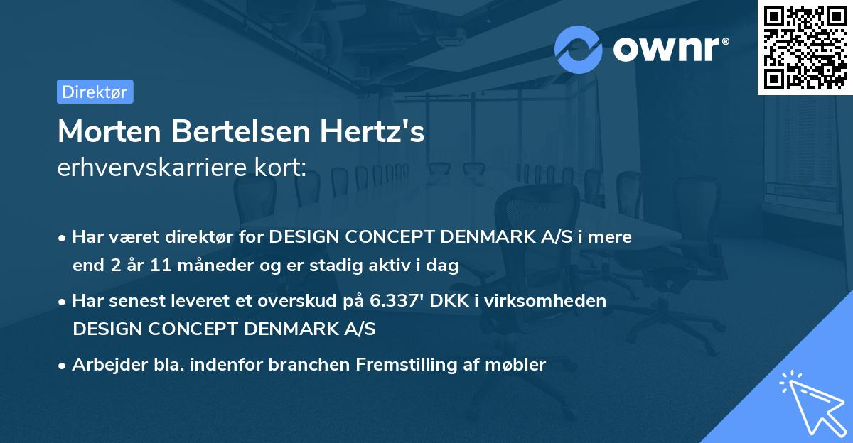 Morten Bertelsen Hertz's erhvervskarriere kort