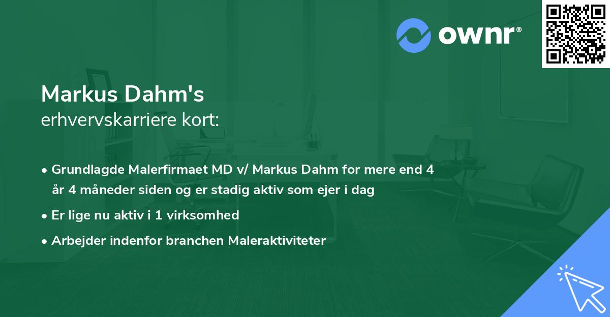 Markus Dahm's erhvervskarriere kort