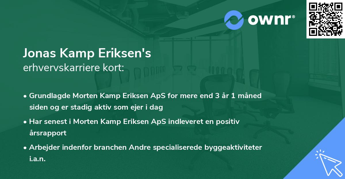 Jonas Kamp Eriksen's erhvervskarriere kort