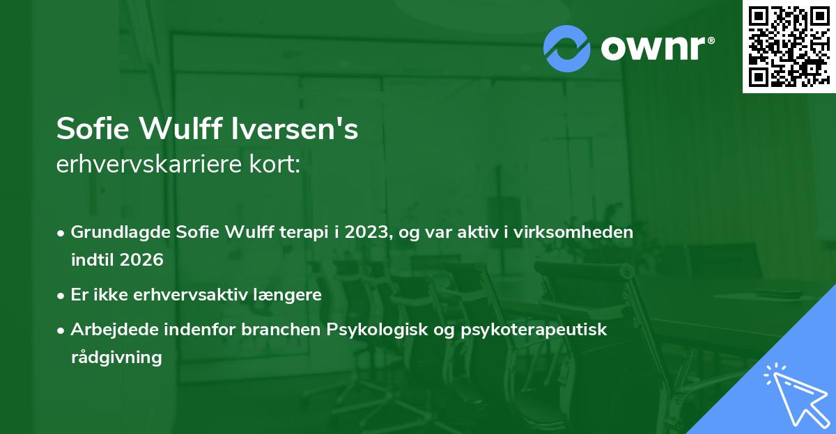 Sofie Wulff Iversen's erhvervskarriere kort