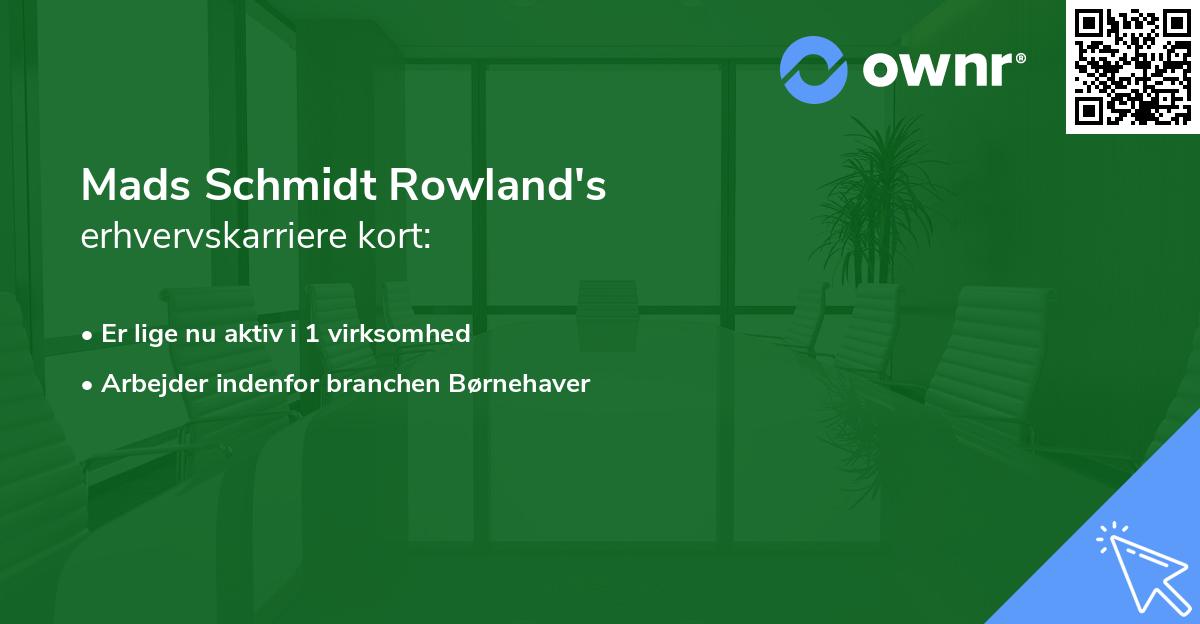 Mads Schmidt Rowland's erhvervskarriere kort