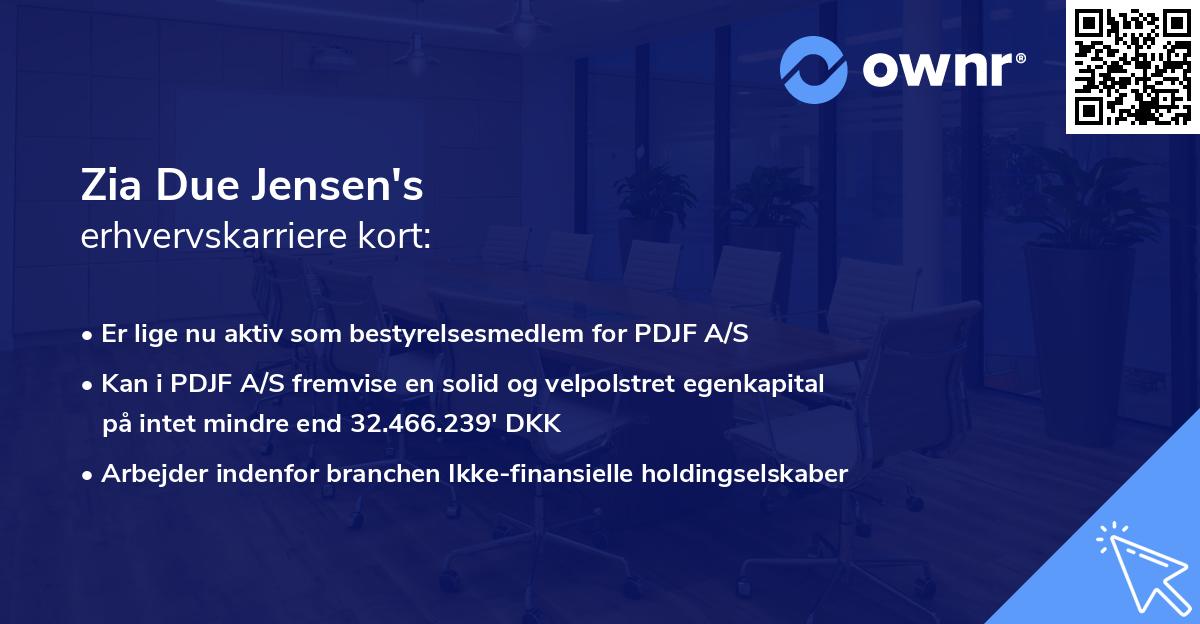 Zia Due Jensen's erhvervskarriere kort