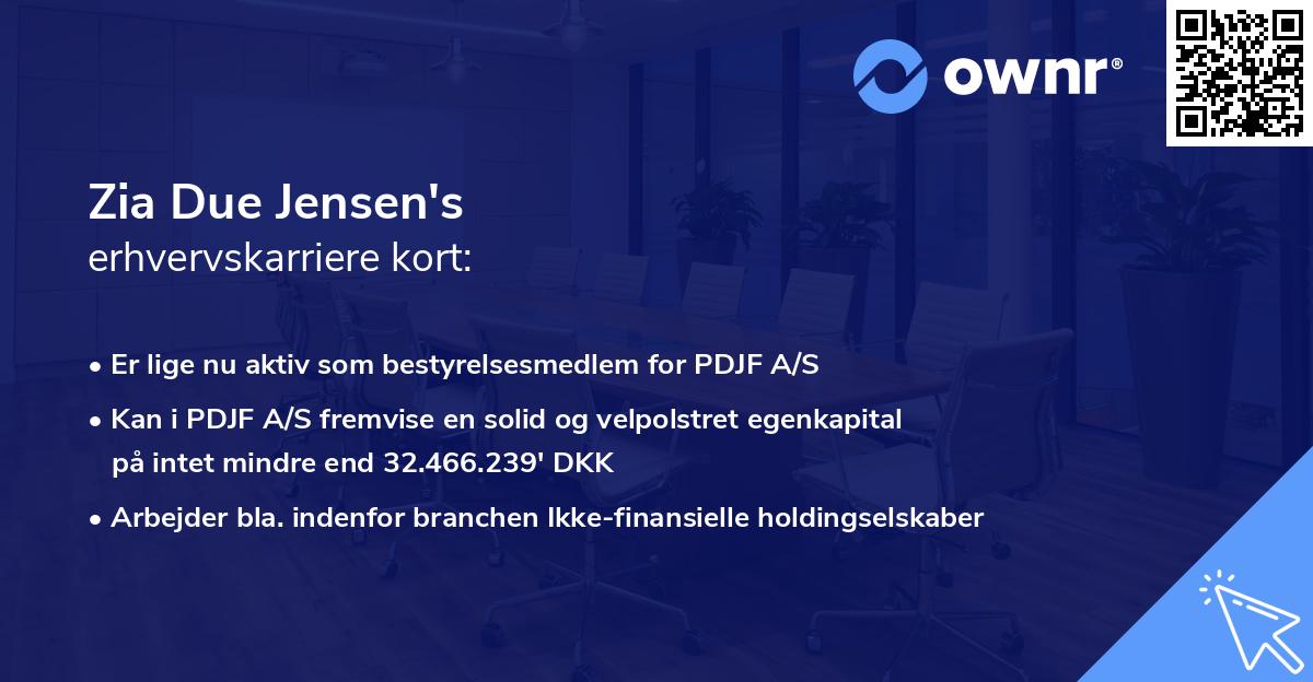 Zia Due Jensen's erhvervskarriere kort