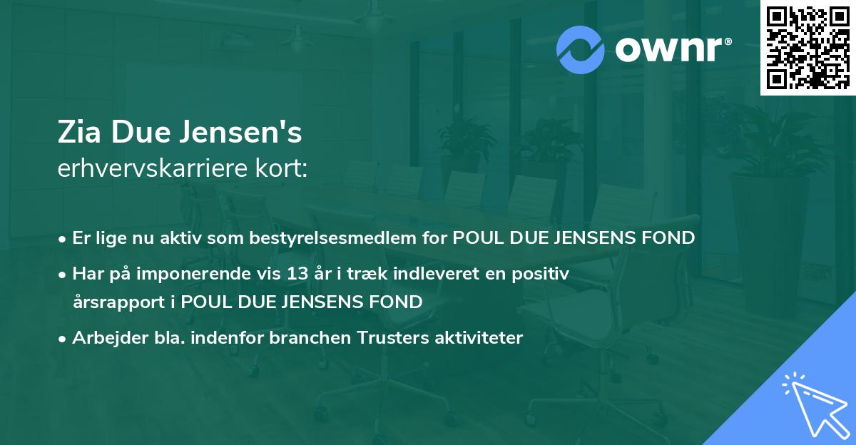 Zia Due Jensen's erhvervskarriere kort