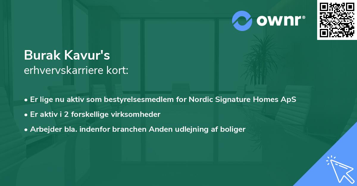 Burak Kavur's erhvervskarriere kort