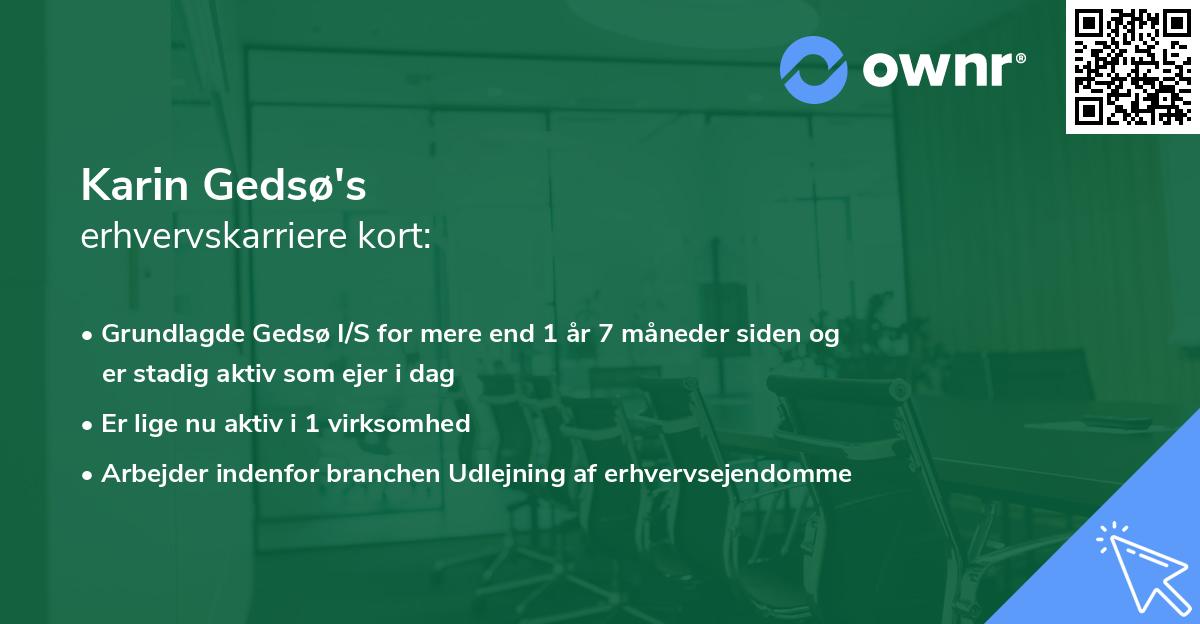 Karin Gedsø's erhvervskarriere kort
