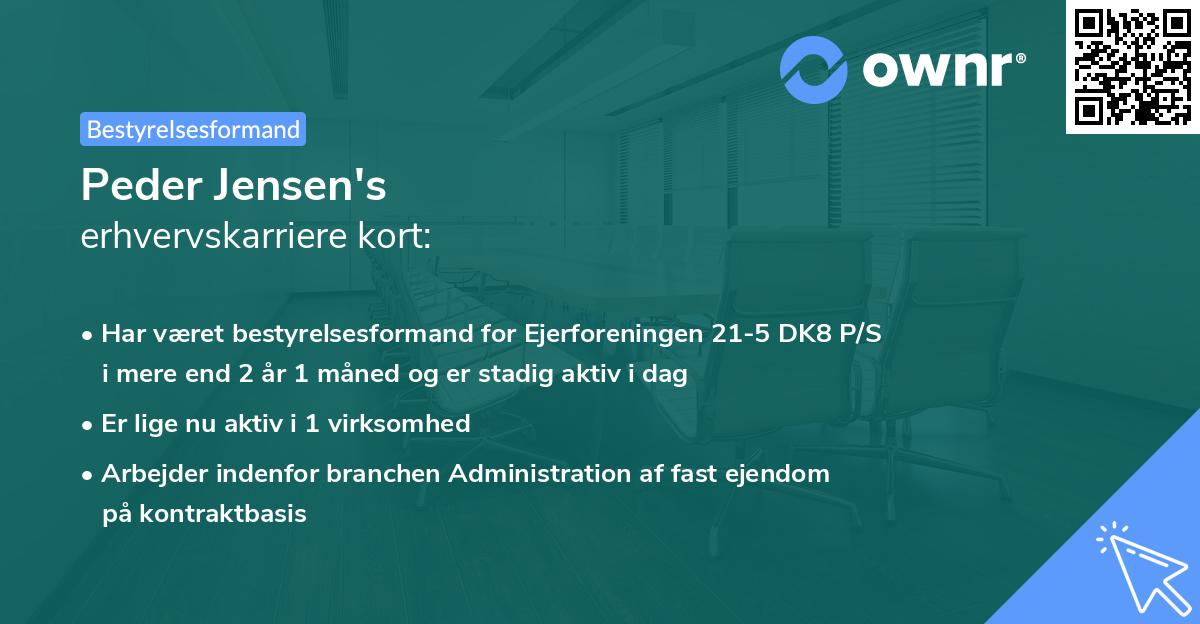 Peder Jensen's erhvervskarriere kort