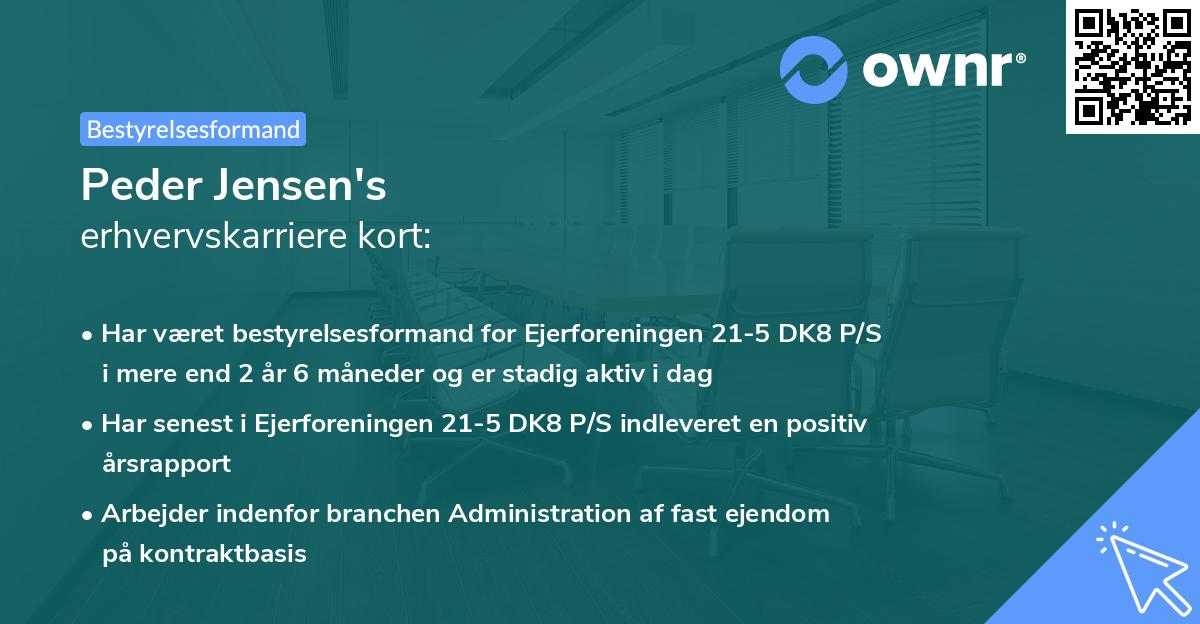 Peder Jensen's erhvervskarriere kort