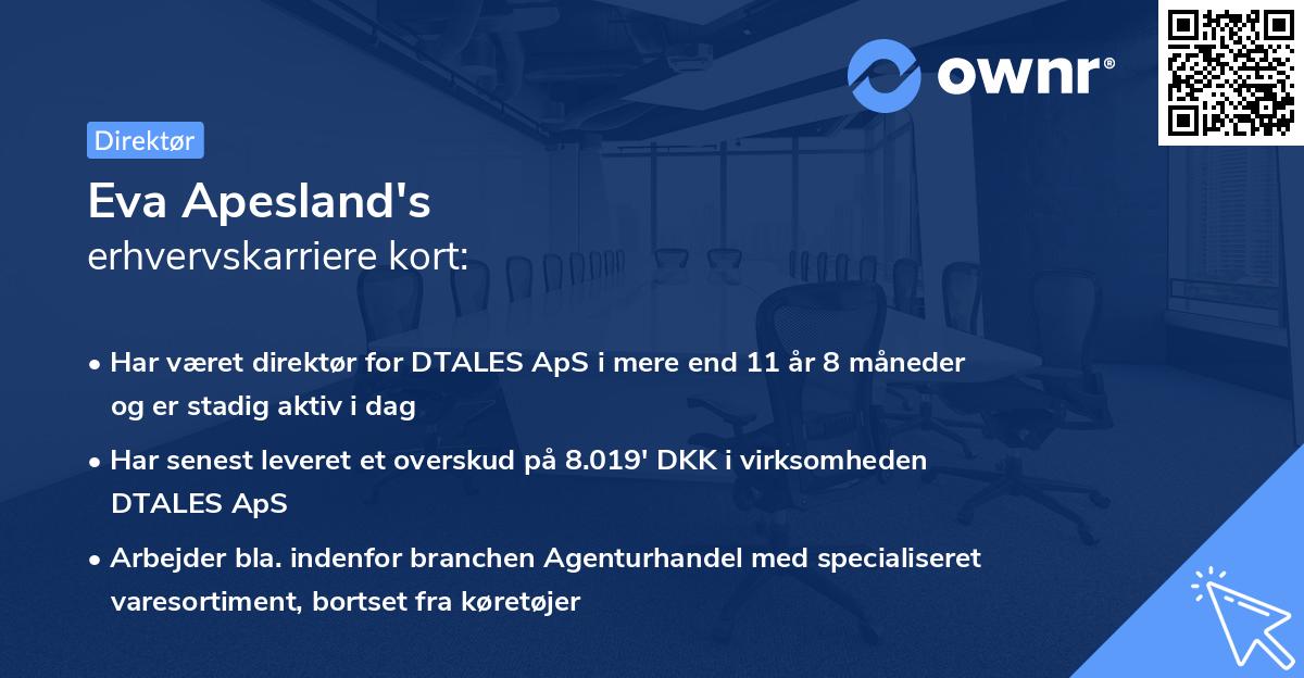 Eva Apesland's erhvervskarriere kort
