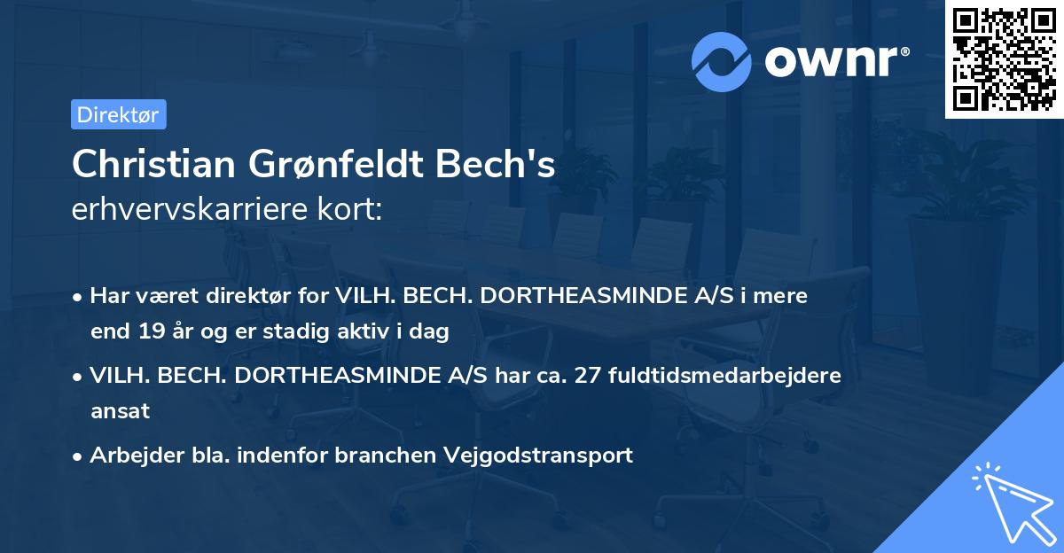 Christian Grønfeldt Bech's erhvervskarriere kort