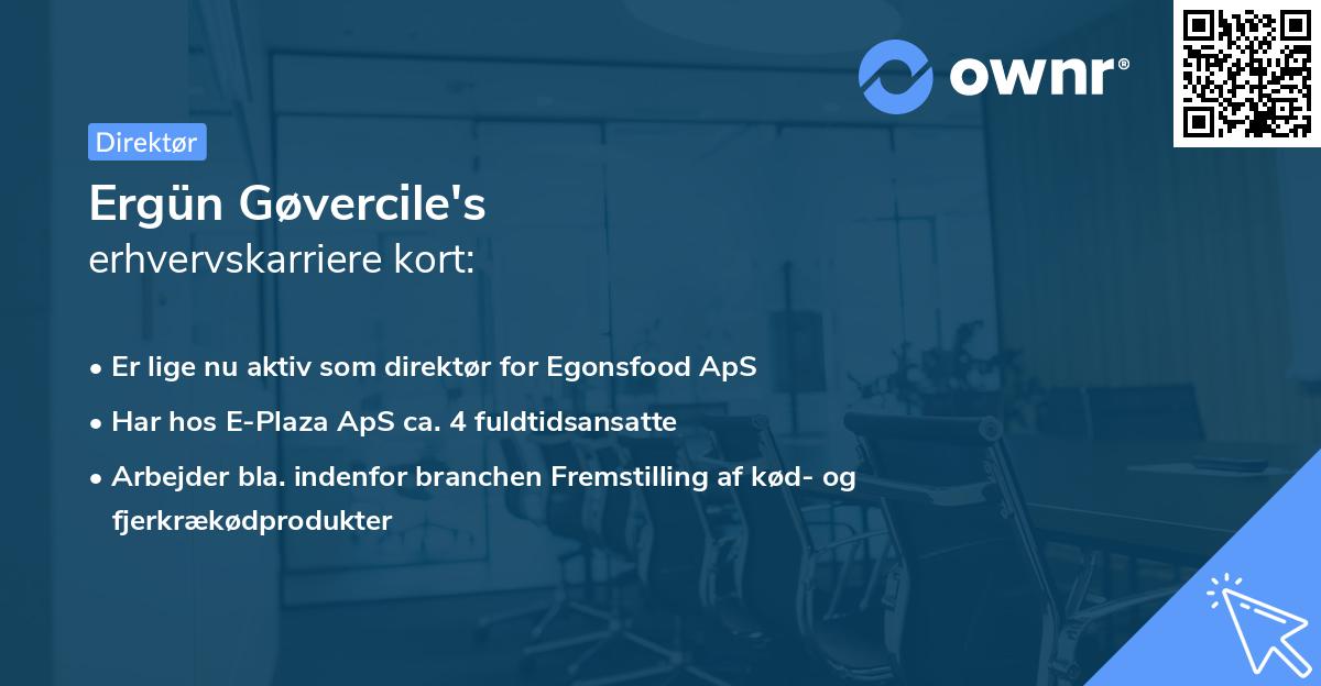 Ergün Gøvercile's erhvervskarriere kort