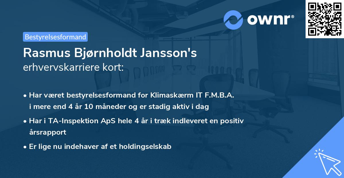 Rasmus Bjørnholdt Jansson's erhvervskarriere kort