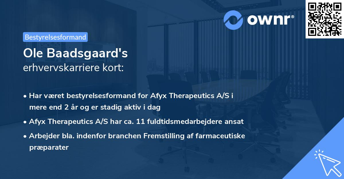 Ole Baadsgaard's erhvervskarriere kort