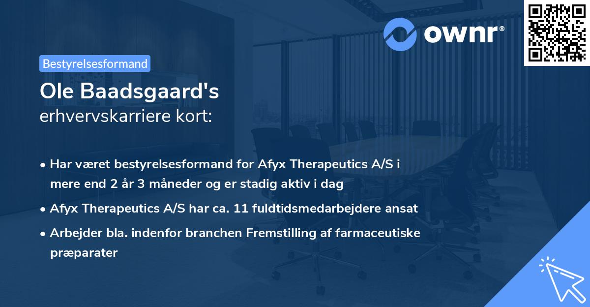 Ole Baadsgaard's erhvervskarriere kort