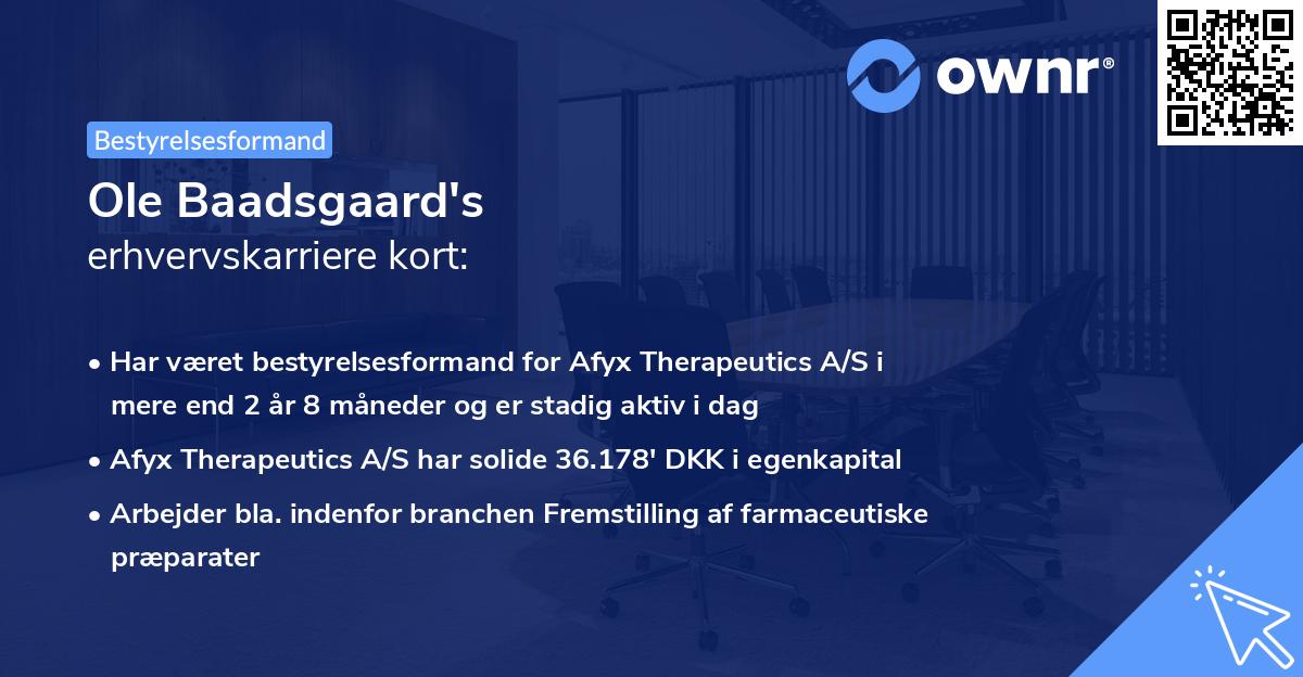 Ole Baadsgaard's erhvervskarriere kort