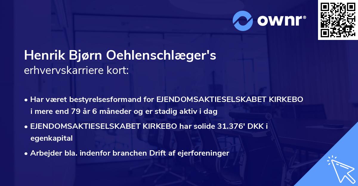 Henrik Bjørn Oehlenschlæger's erhvervskarriere kort