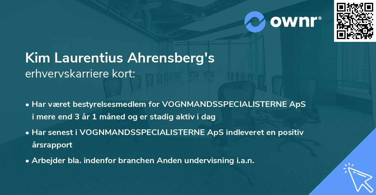 Kim Laurentius Ahrensberg's erhvervskarriere kort