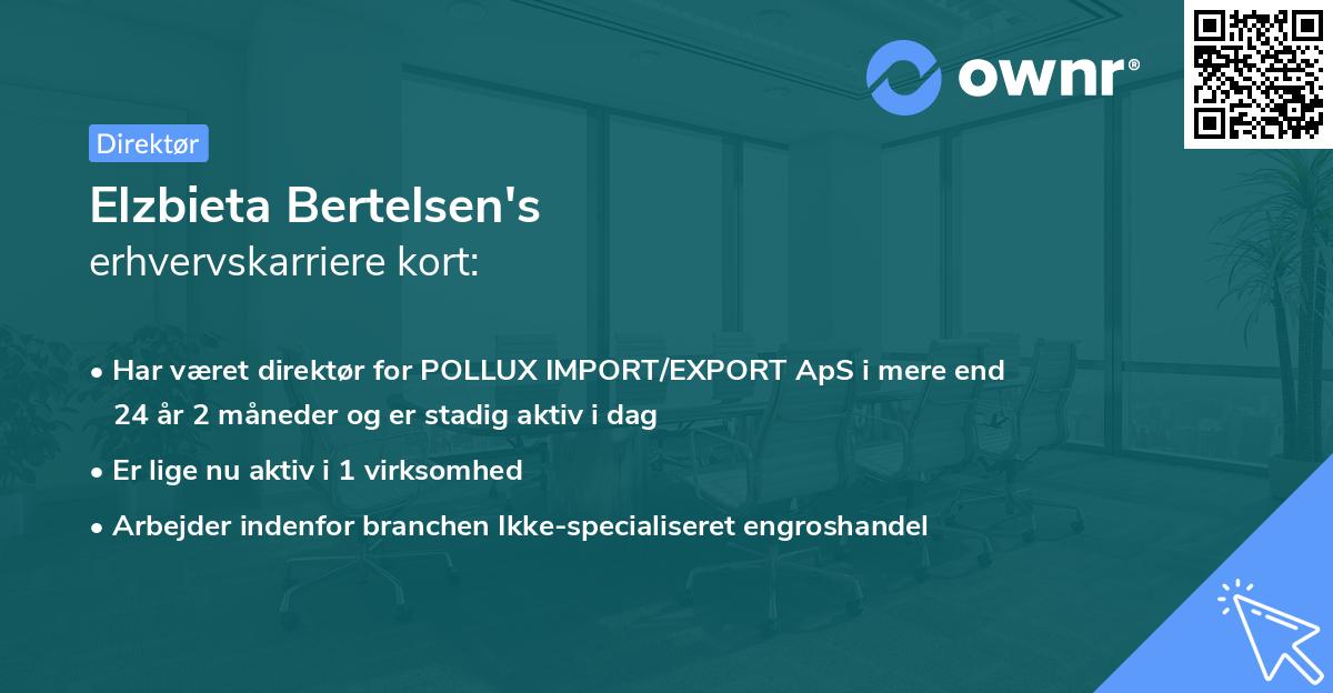Elzbieta Bertelsen's erhvervskarriere kort