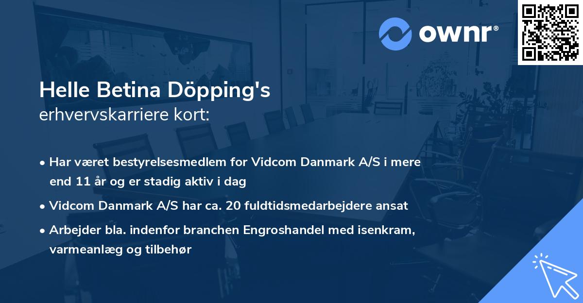 Helle Betina Döpping's erhvervskarriere kort