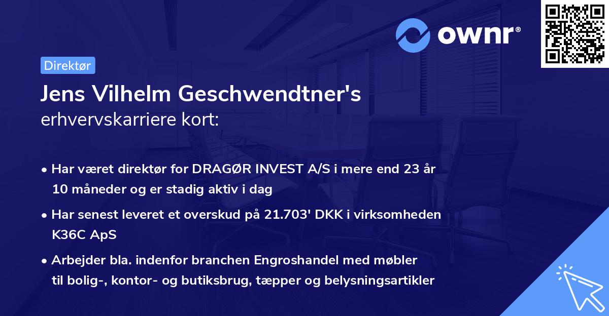 Jens Vilhelm Geschwendtner's erhvervskarriere kort