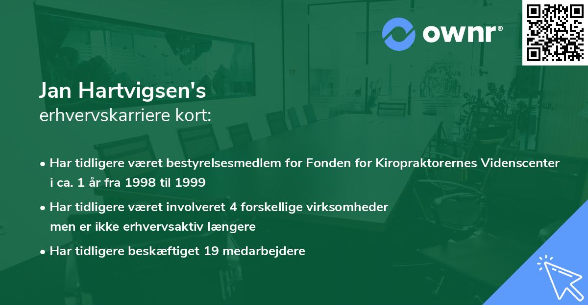 Jan Hartvigsen's erhvervskarriere kort