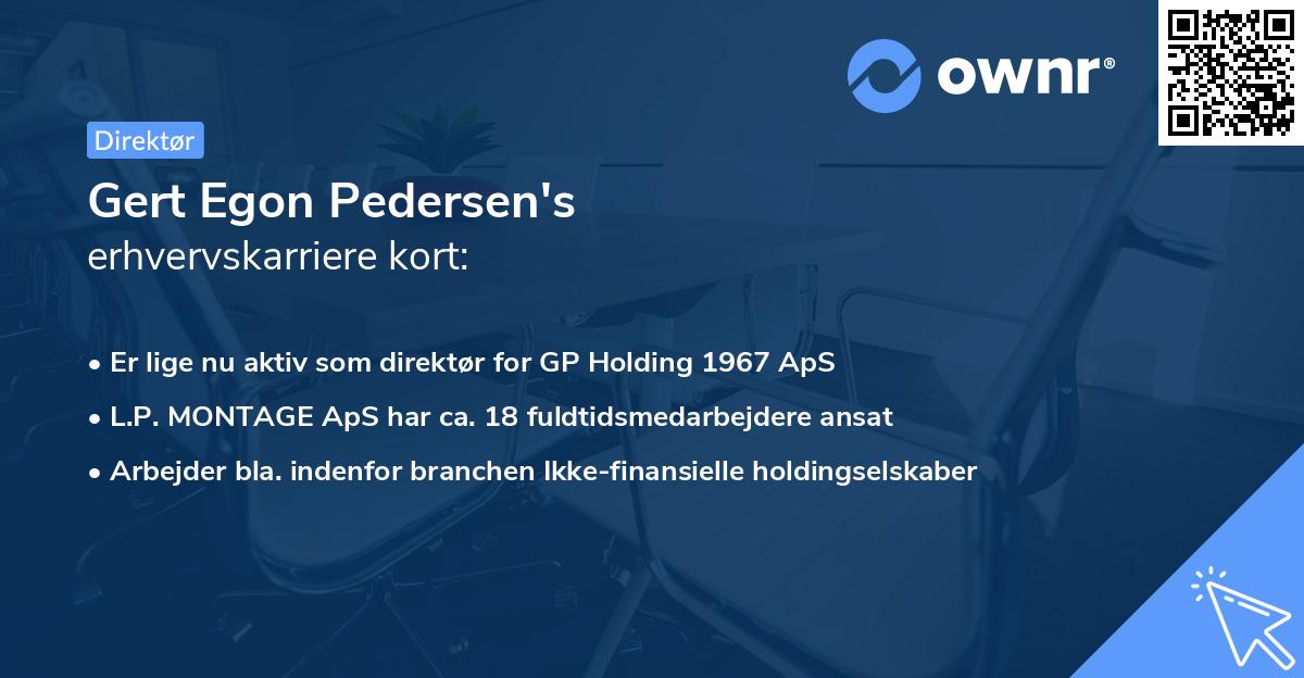 Gert Egon Pedersen's erhvervskarriere kort