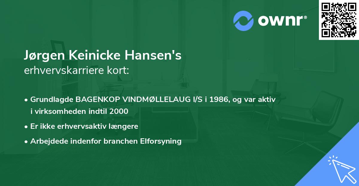 Jørgen Keinicke Hansen's erhvervskarriere kort