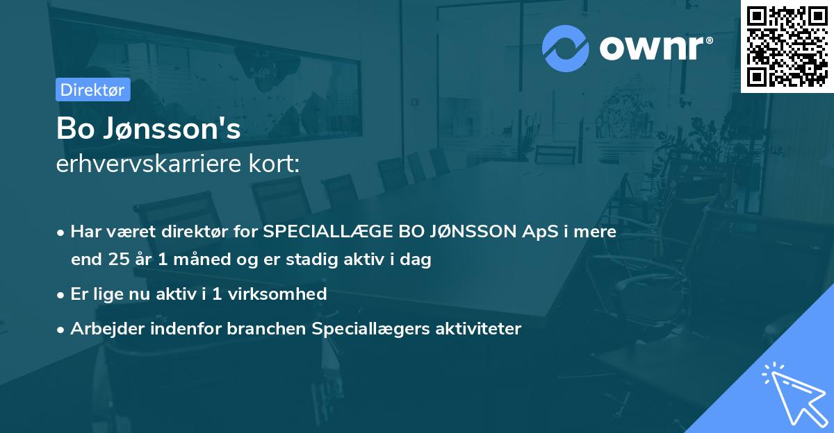 Bo Jønsson's erhvervskarriere kort