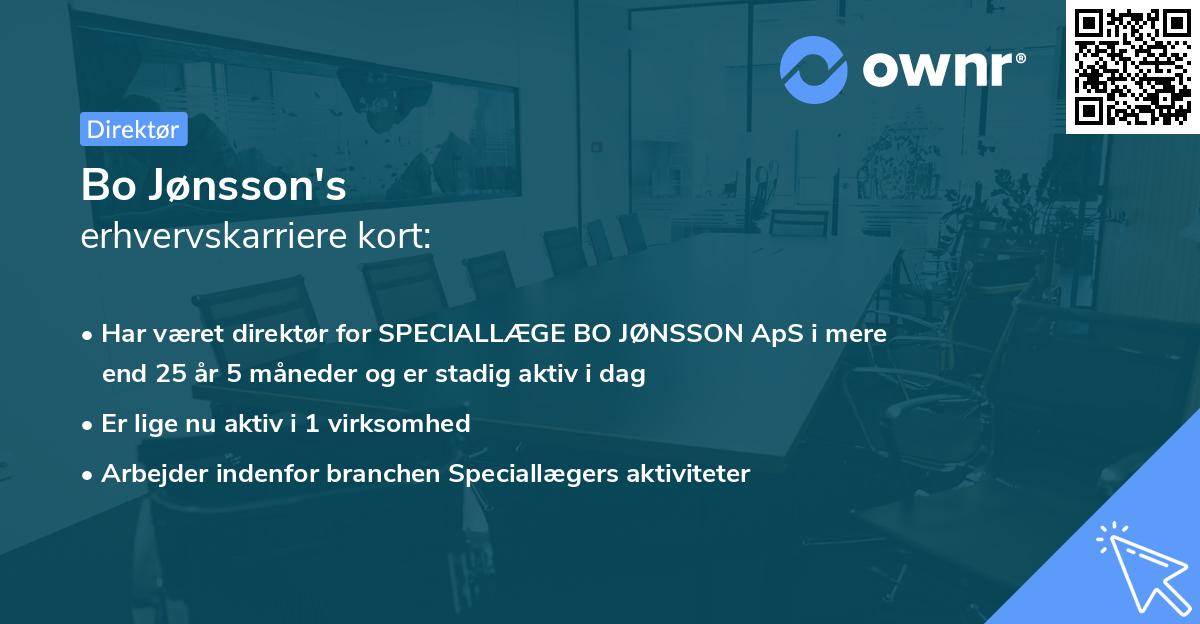 Bo Jønsson's erhvervskarriere kort