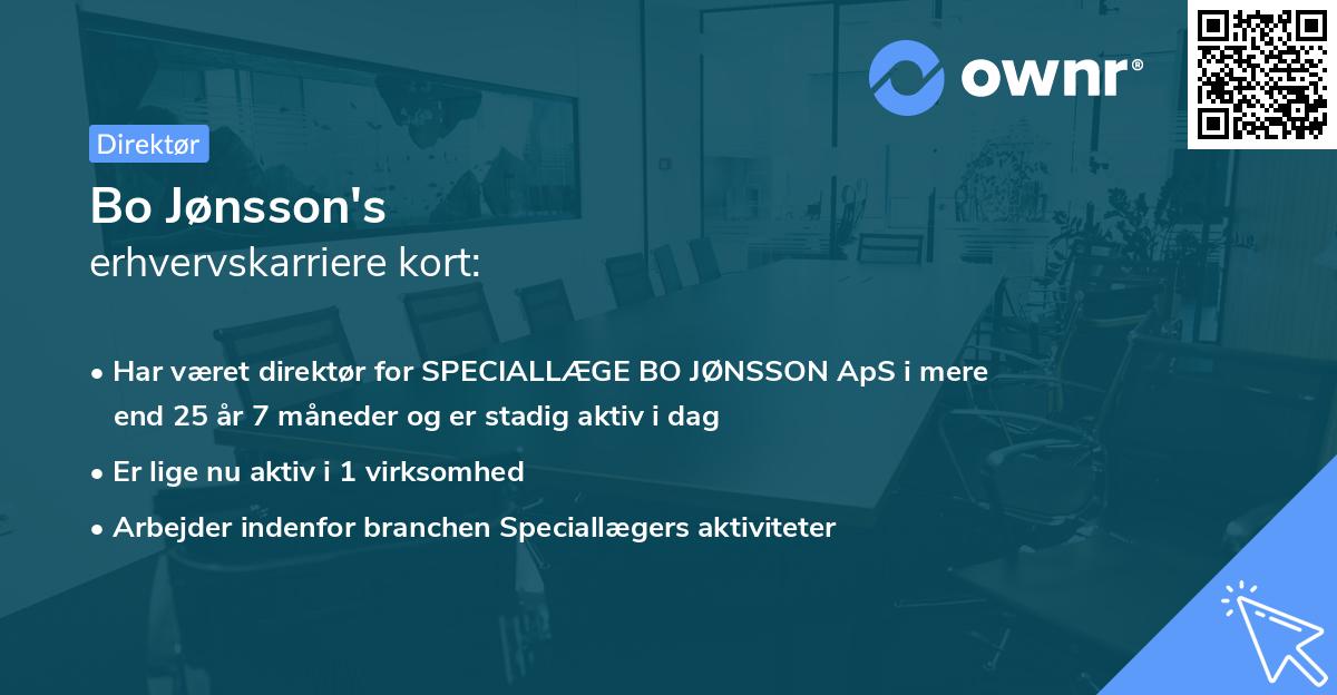 Bo Jønsson's erhvervskarriere kort