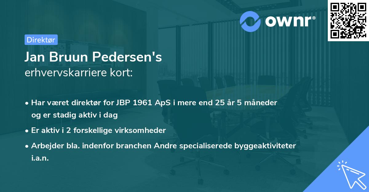 Jan Bruun Pedersen's erhvervskarriere kort