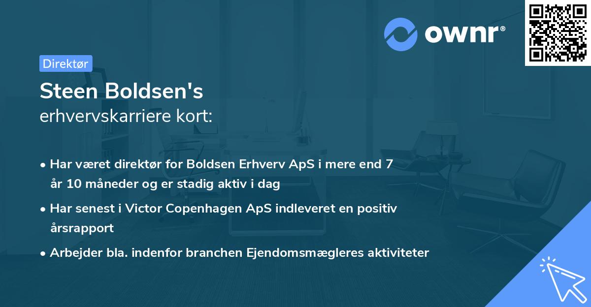 Steen Boldsen's erhvervskarriere kort