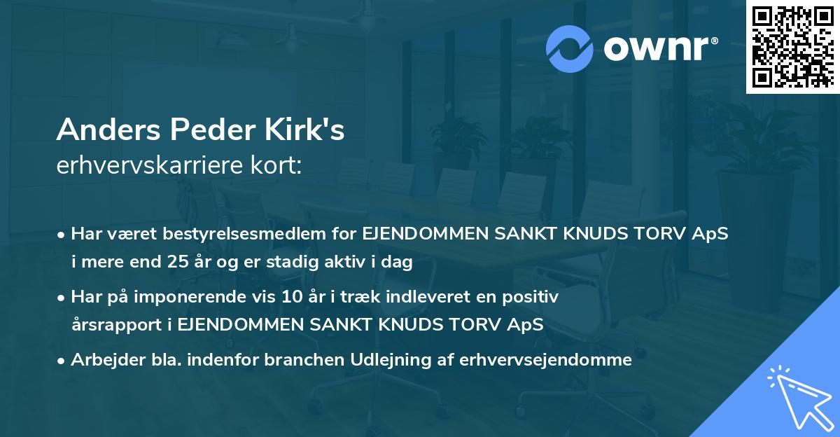 Anders Peder Kirk's erhvervskarriere kort
