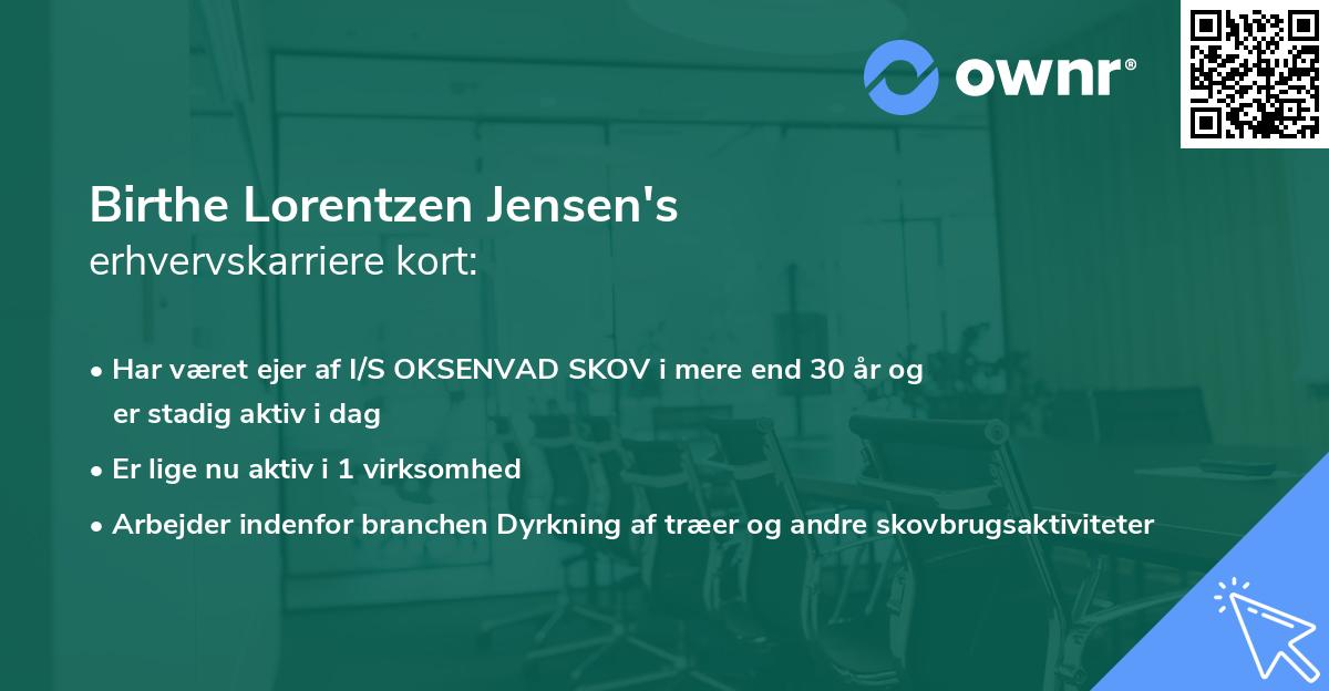 Birthe Lorentzen Jensen's erhvervskarriere kort