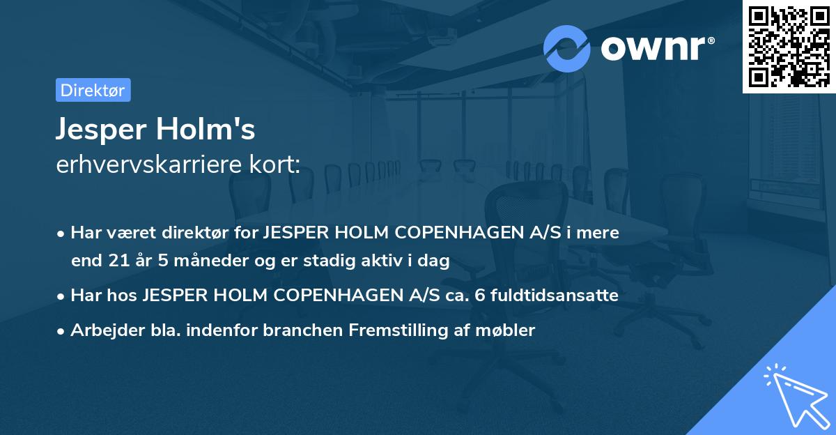 Jesper Holm's erhvervskarriere kort